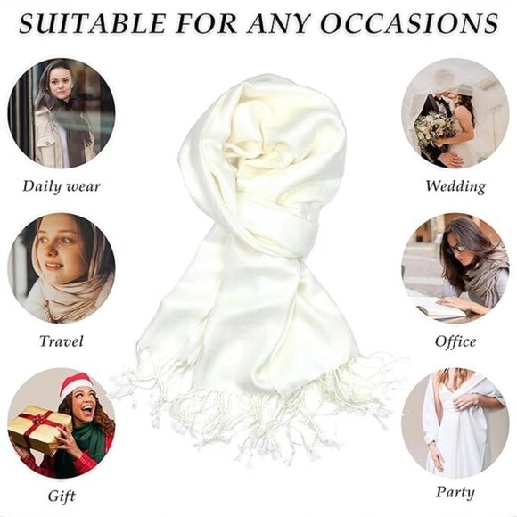 Oussum Women's Winter Viscose Scarf Fringe for Casual Gifts Wear - Picture 6 of 6